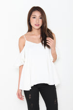 Load image into Gallery viewer, Lolita Ruffle Cold Shoulder Top in White
