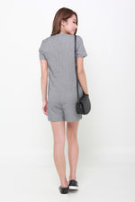 Load image into Gallery viewer, Mel Emboss Pocket Romper in Grey
