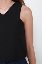 Load image into Gallery viewer, Sonia Tweed Crop Top in Black
