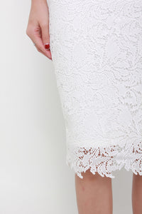 Athena Crochet Pencil Skirt in White