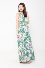 Load image into Gallery viewer, Lila Tropical Floral Pleat Maxi Dress in Green
