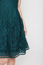 Load image into Gallery viewer, Luna Panel Lace Dress in Forest Green
