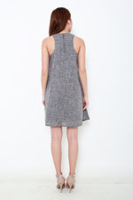 Load image into Gallery viewer, Paisley Tank Dress in Tweed Navy
