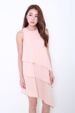 Load image into Gallery viewer, Eva Tiered Asymmetrical Dress in Nude
