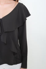 Load image into Gallery viewer, Gabriella Ruffle Top in Black
