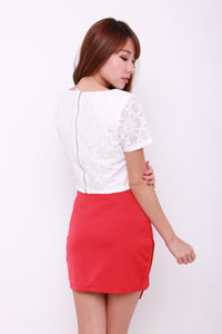 Xena Asymmetrical Slit Skirt in Red