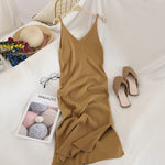Load image into Gallery viewer, V Neck Solid Knitted Dress
