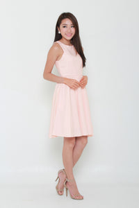 Kacey Cut In Midi Dress in Pink