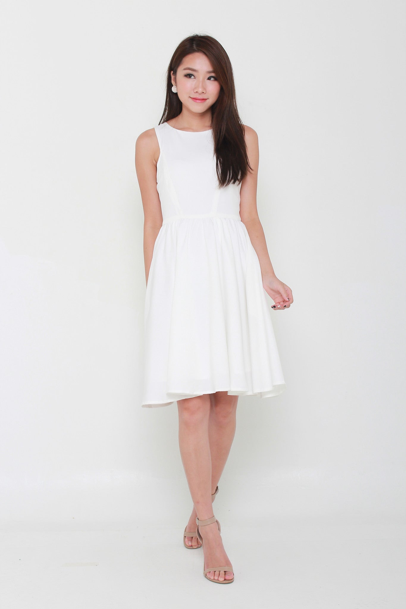 Kacey Cut In Midi Dress in White