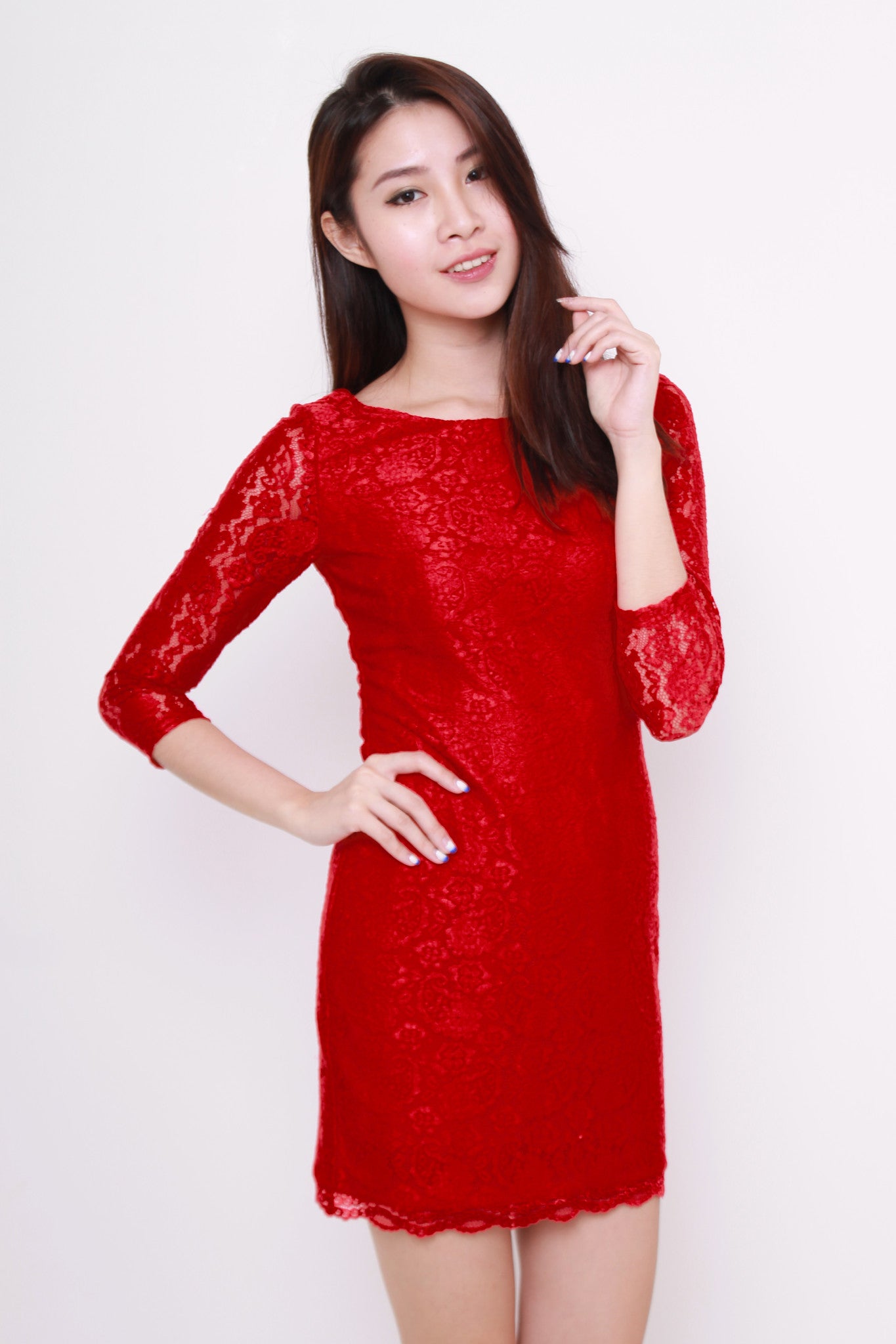 *NASSA* Taylor Lace Dress in Red