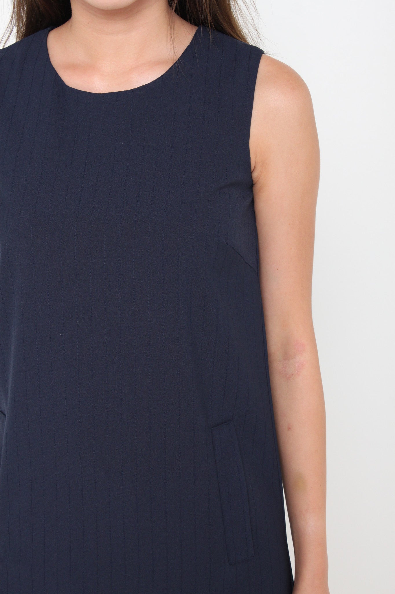Maris Stripe Emboss Pocket Shift Dress in Blue