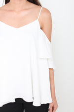 Load image into Gallery viewer, Lolita Ruffle Cold Shoulder Top in White
