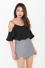 Load image into Gallery viewer, Lolita Ruffle Cold Shoulder Top in Black
