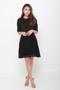 Zoey Crop Pleat Dress in Black