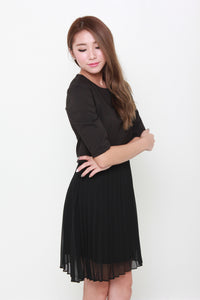 Zoey Crop Pleat Dress in Black