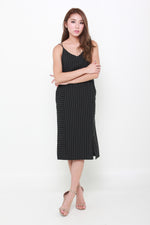 Load image into Gallery viewer, Suzy Pin Stripe Cross Back Dress in Black
