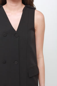 Gigi Button Trench Dress in Black
