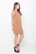 Load image into Gallery viewer, Gigi Button Trench Dress in Camel
