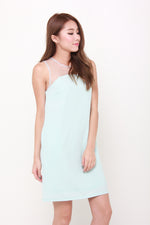 Load image into Gallery viewer, Amie Mesh Insert Shift Dress in Mint
