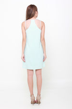 Load image into Gallery viewer, Amie Mesh Insert Shift Dress in Mint
