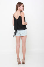 Load image into Gallery viewer, Tae Embroidery Shorts in Light Denim Blue
