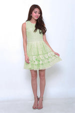 Load image into Gallery viewer, Bonnie Floral Crochet Skater Dress in Mint
