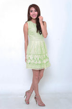Load image into Gallery viewer, Bonnie Floral Crochet Skater Dress in Mint
