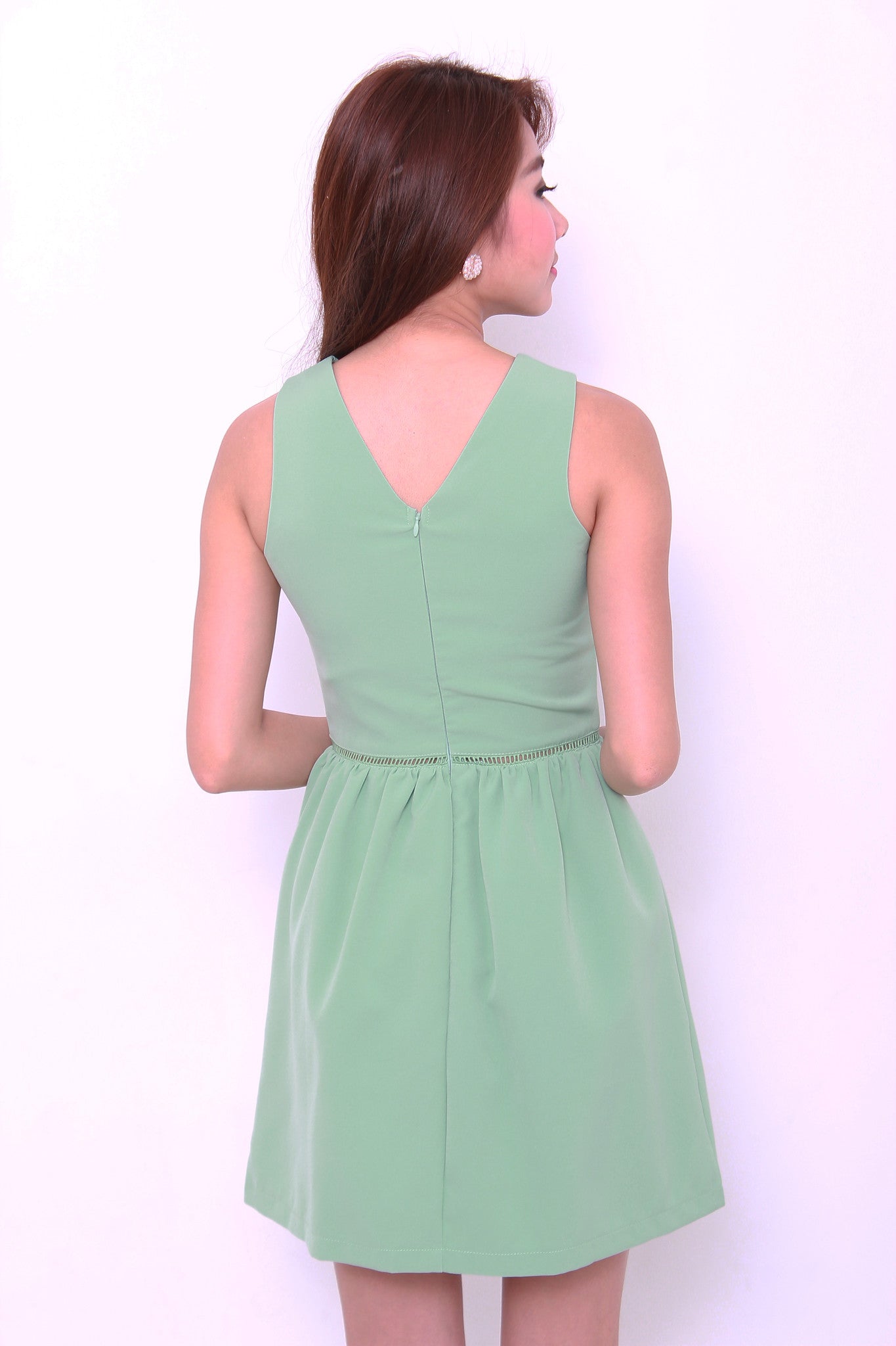 Estee Lattice Insert Dress in Green