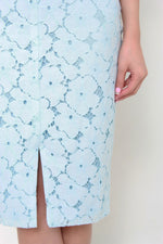 Load image into Gallery viewer, Kira Lace Pencil Slit Skirt in Light Blue
