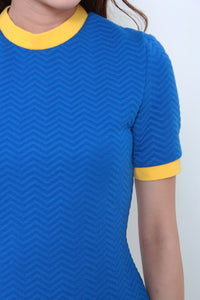 Sporty Bodycon Dress in Blue/Yellow