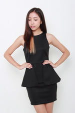 Load image into Gallery viewer, Fairle Peplum Dress in Black
