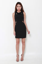Load image into Gallery viewer, Arwen Cut Out Layer Dress in Black
