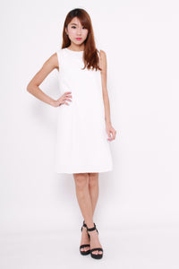 Celeste Layer Curve Hem Dress in White