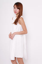 Load image into Gallery viewer, Celeste Layer Curve Hem Dress in White
