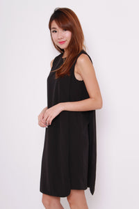 Celeste Layer Curve Hem Dress in Black