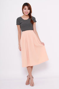 Ivy Texture Midi Skirt in Nude