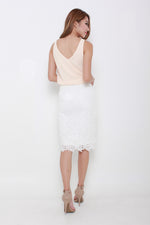 Load image into Gallery viewer, Athena Crochet Pencil Skirt in White
