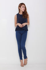 Load image into Gallery viewer, Zoey Pleat Hem Top in Blue
