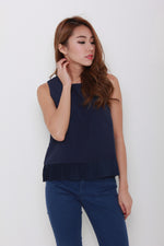 Load image into Gallery viewer, Zoey Pleat Hem Top in Blue
