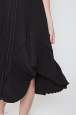 Load image into Gallery viewer, Naomi Pleat Ruffle Skater Dress in Black

