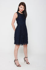 Load image into Gallery viewer, Luna Panel Lace Dress in Navy
