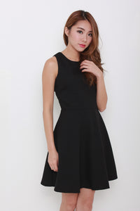 Valentina Emboss Back Cut Out Dress in Black