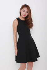 Load image into Gallery viewer, Valentina Emboss Back Cut Out Dress in Black
