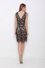 Load image into Gallery viewer, Kiara Scallop Crochet Bodycon Dress in Black
