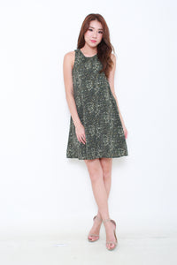 Paisley Tank Dress in Black/White/Green Floral
