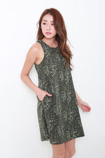 Load image into Gallery viewer, Paisley Tank Dress in Black/White/Green Floral
