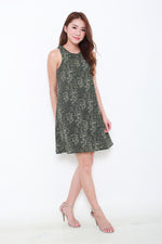 Load image into Gallery viewer, Paisley Tank Dress in Black/White/Green Floral
