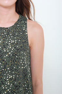 Paisley Tank Dress in Black/White/Green Floral