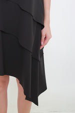 Load image into Gallery viewer, Eva Tiered Asymmetrical Dress in Black
