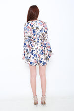 Load image into Gallery viewer, Lyric Floral Bell Sleeve Romper in Beige
